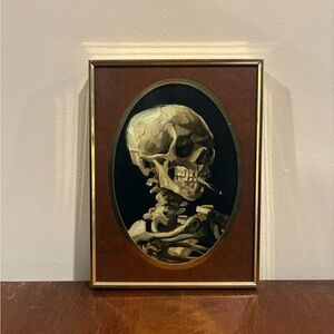Vincent van Gogh Head of Skeleton Smoking Gold Framed Print 6x8 Skull Wall Art